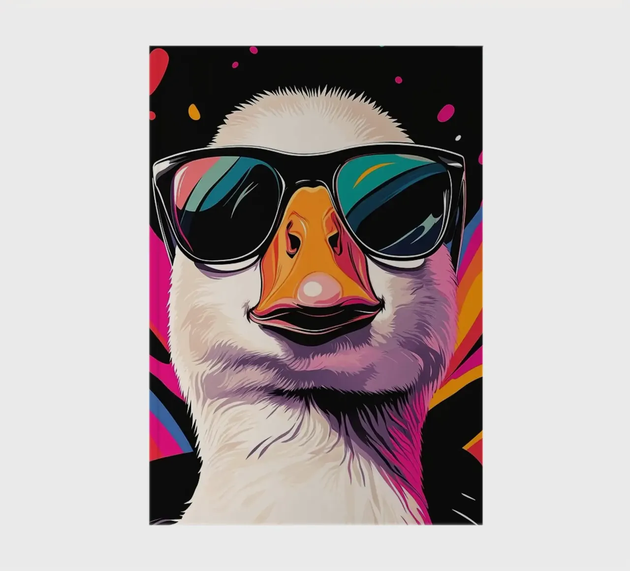goose sunglasses colorful feathers notebook by James Isaac Jackson