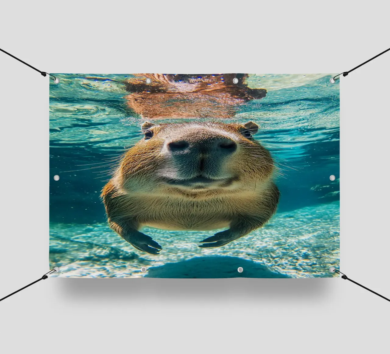 capybara underwater swimming pvc cover by James Isaac Jackson
