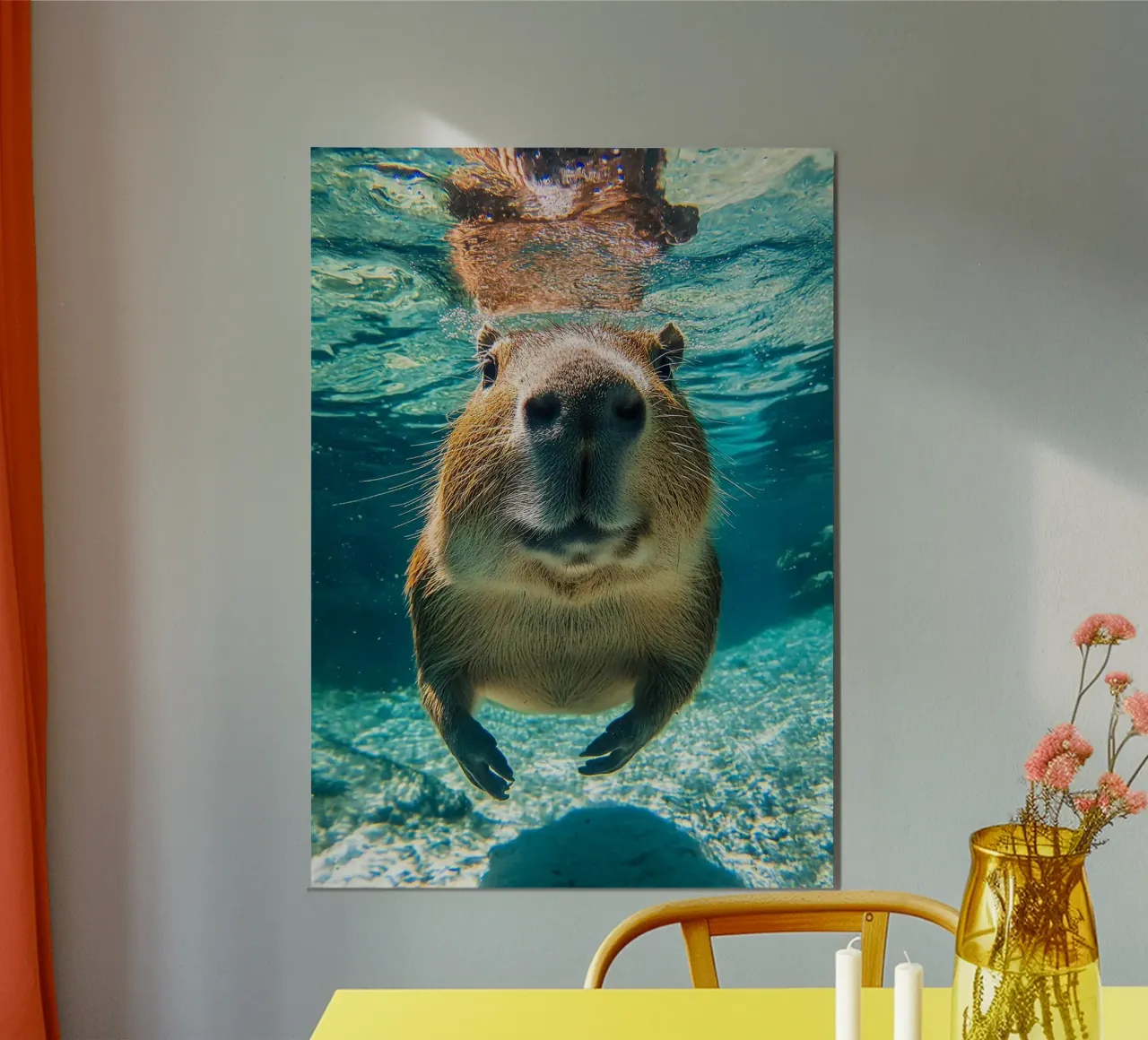 capybara underwater swimming poster by James Isaac Jackson