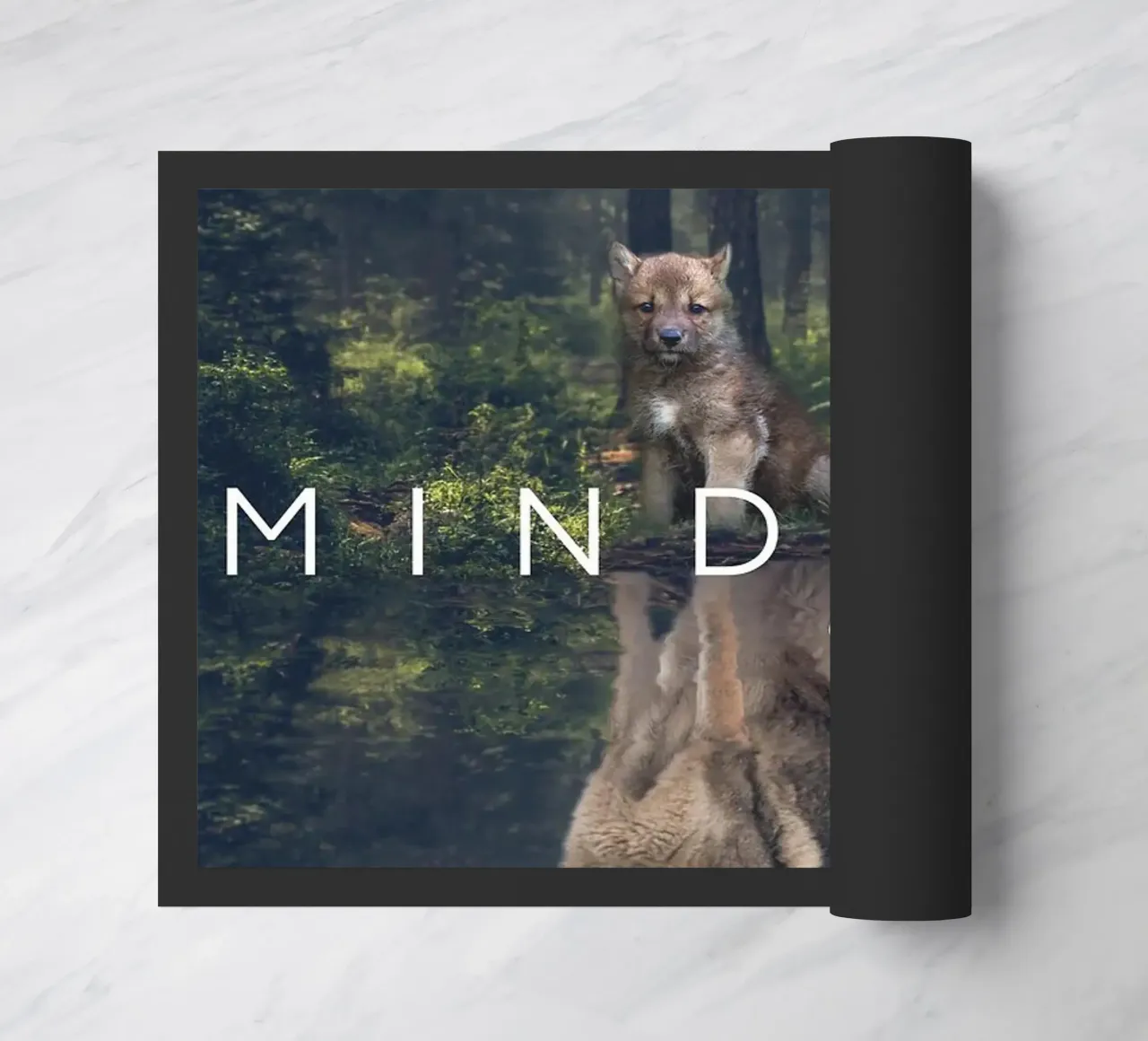 wolf reflection forest trees doormat by James Isaac Jackson