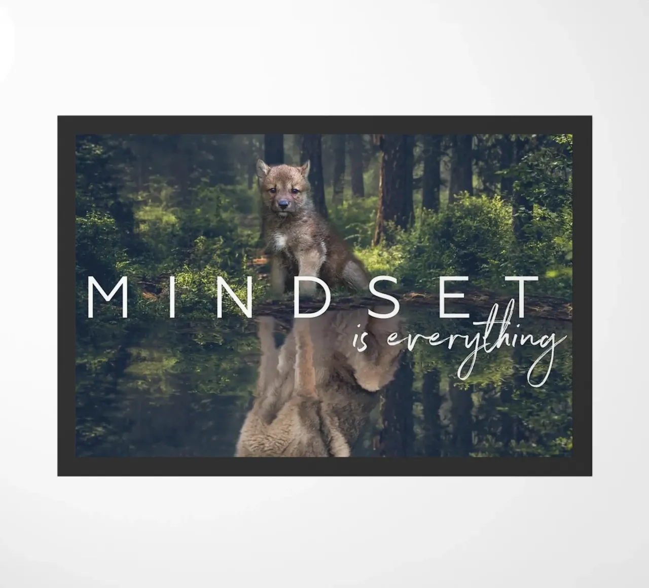 wolf reflection forest trees doormat by James Isaac Jackson