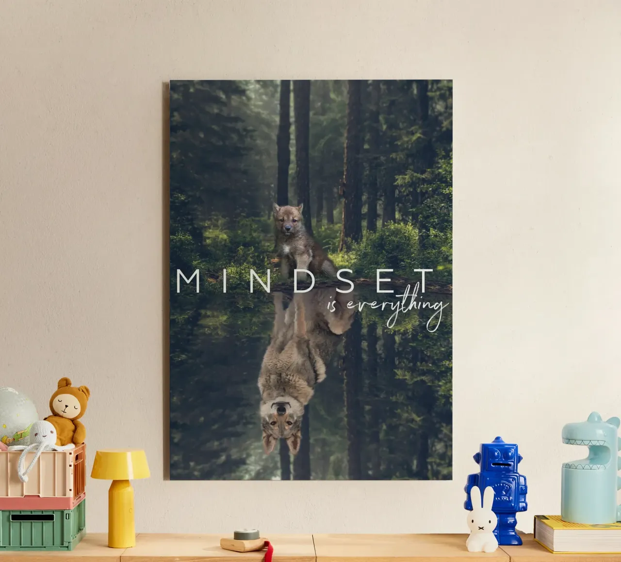 wolf reflection forest trees forex plate by James Isaac Jackson