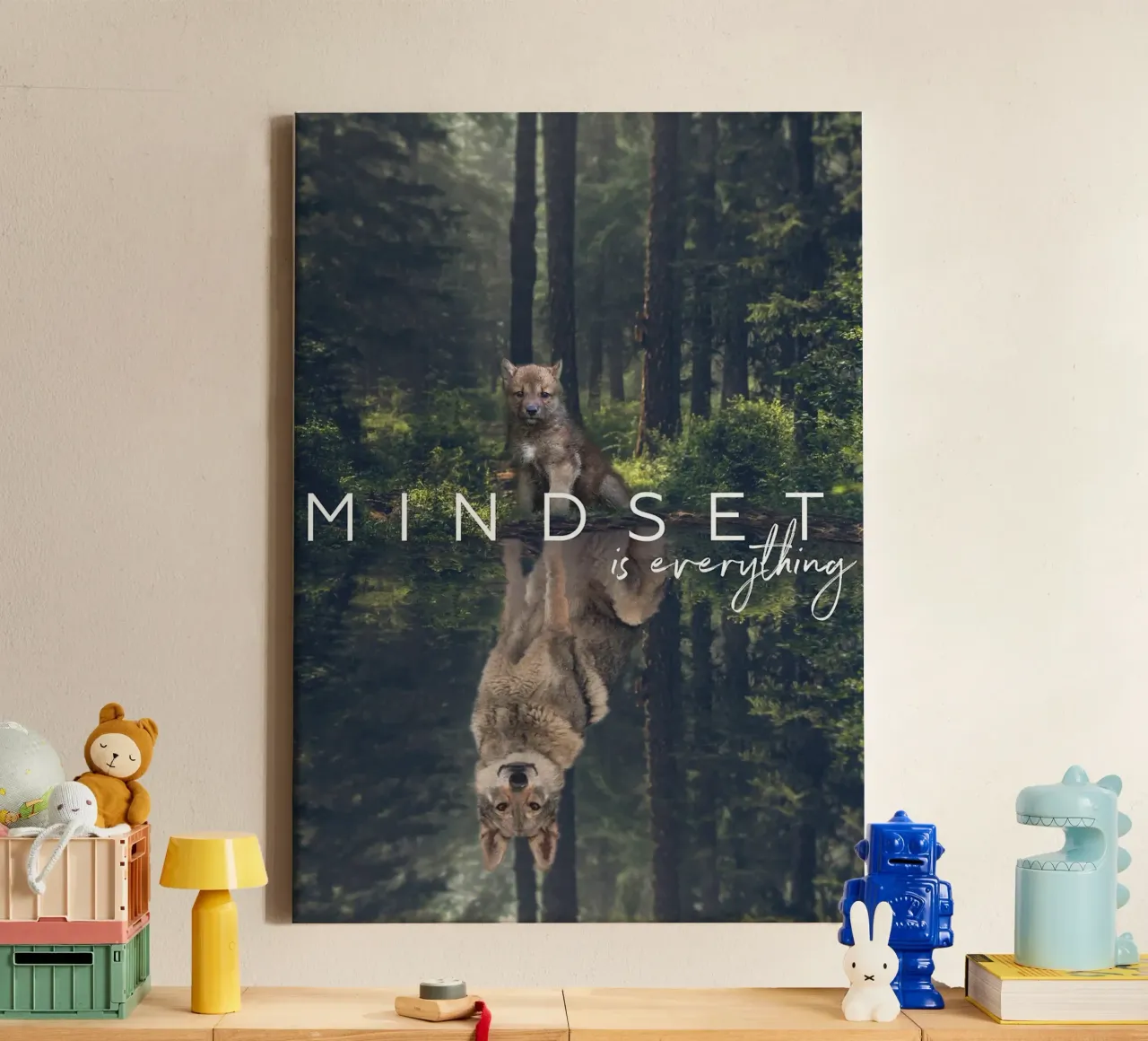 wolf reflection forest trees canvas by James Isaac Jackson