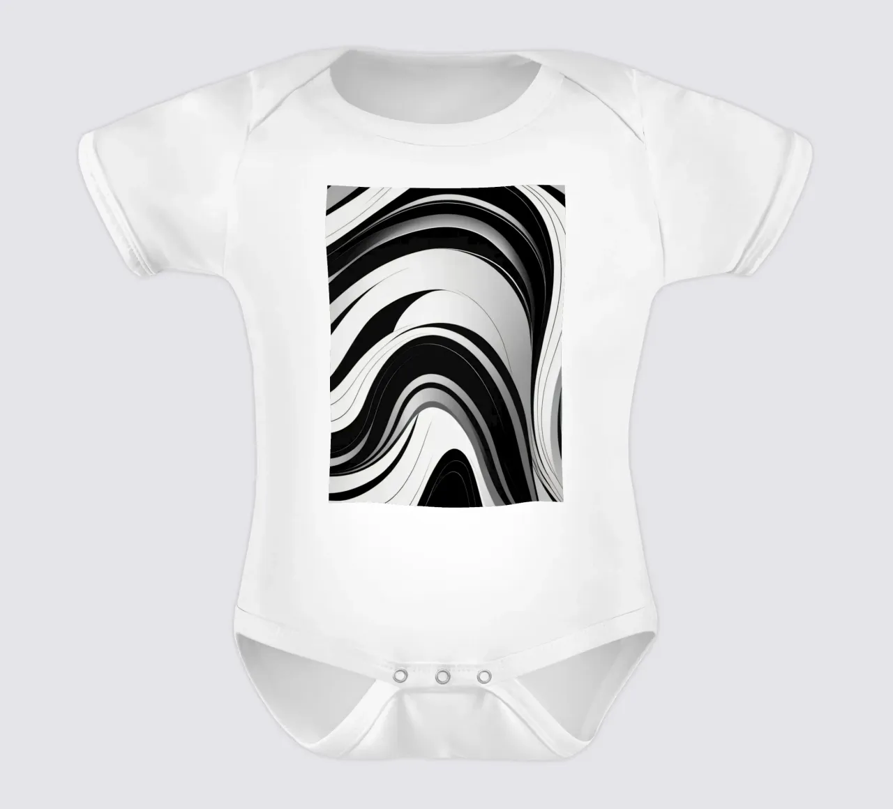 Vorticoso disegno astratto in bianco e nero con linee dinamiche body neonato maniche corte da DesignDoodle