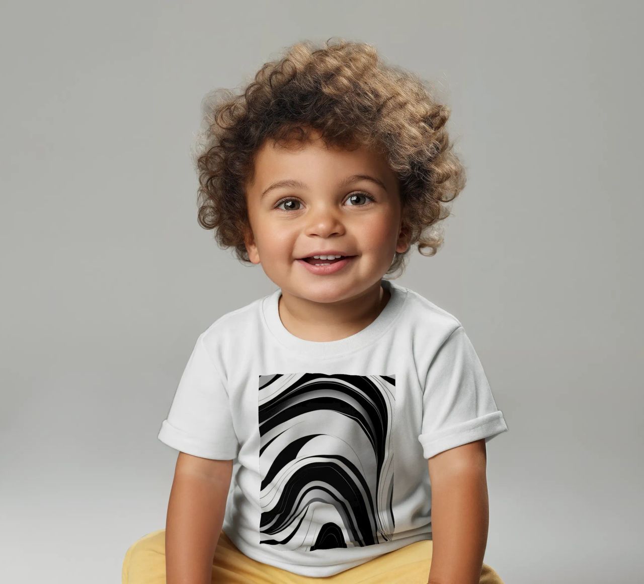 Vorticoso disegno astratto in bianco e nero con linee dinamiche maglietta neonato da DesignDoodle