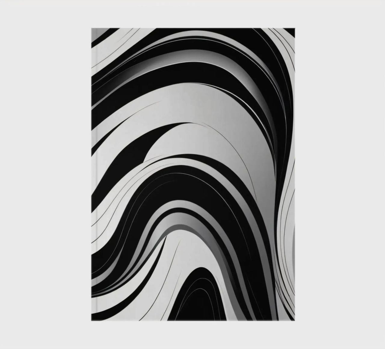 Swirling black and white abstract design with dynamic lines notebook by DesignDoodle