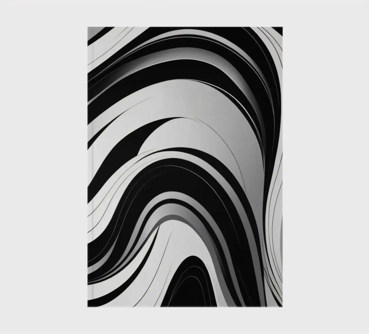 Swirling black and white abstract design with dynamic lines notebook by DesignDoodle