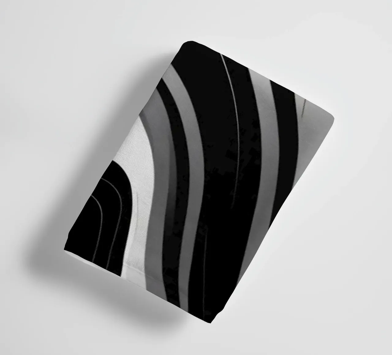 Swirling black and white abstract design with dynamic lines towel by DesignDoodle