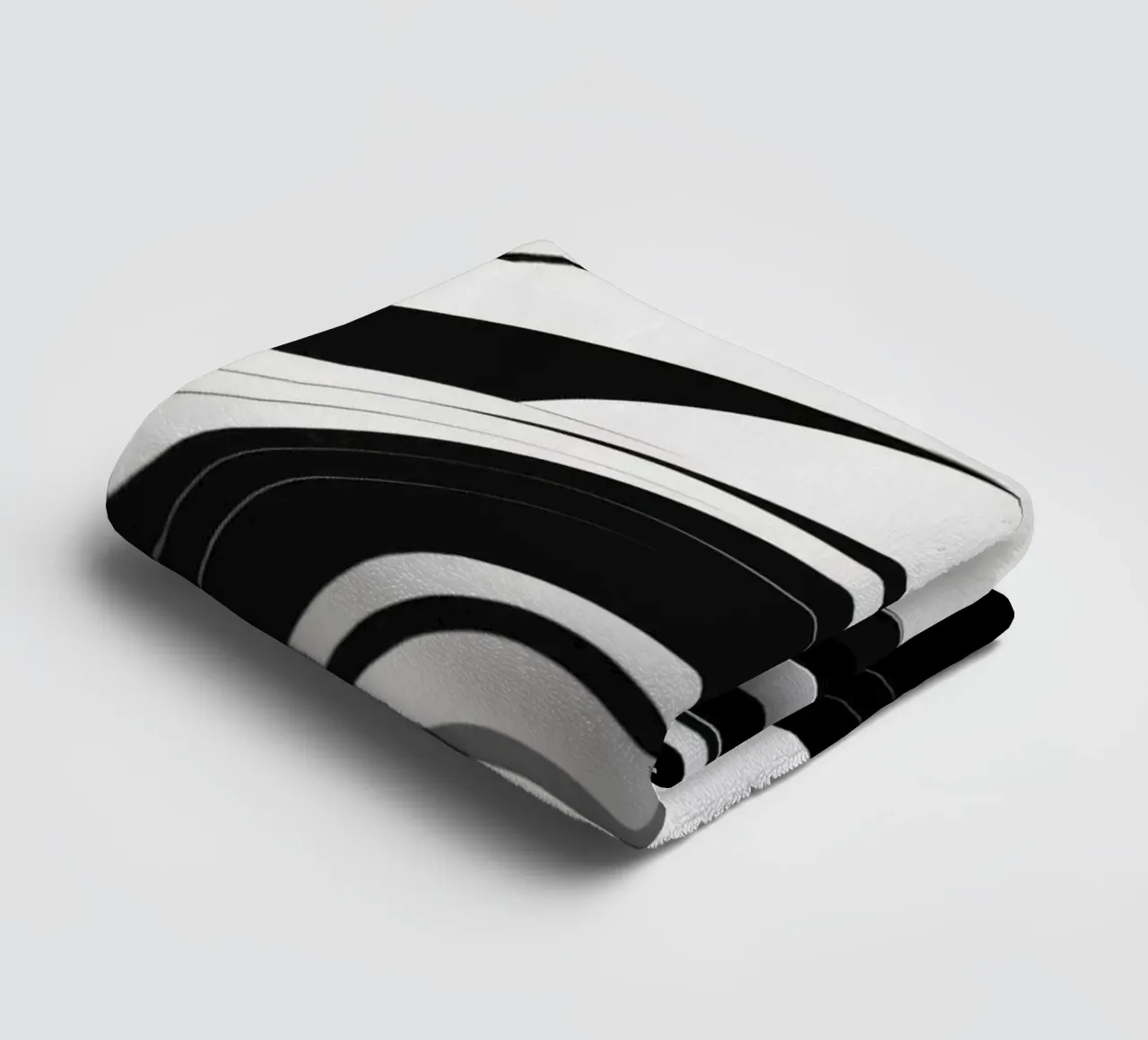 Swirling black and white abstract design with dynamic lines towel by DesignDoodle