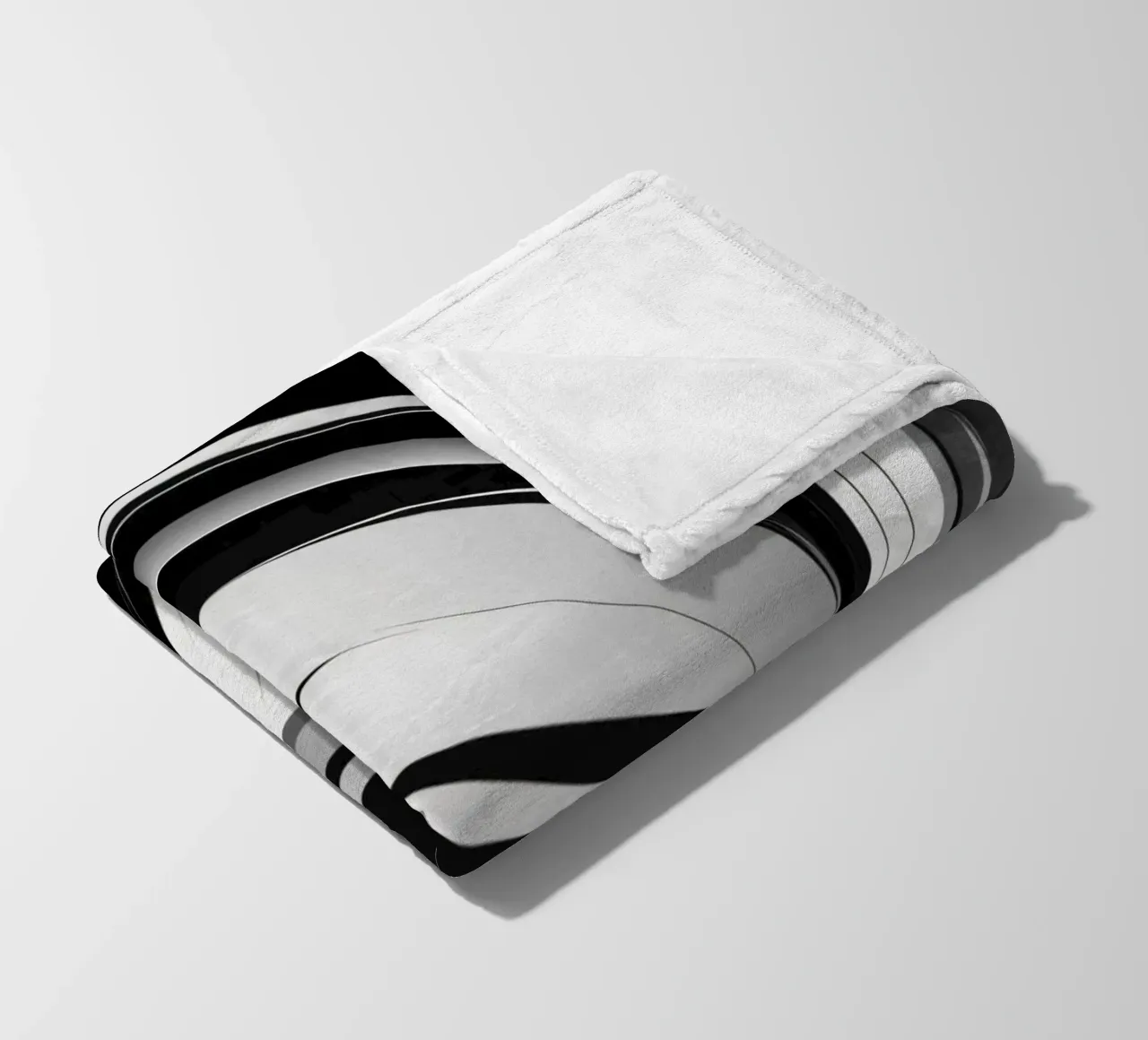 Swirling black and white abstract design with dynamic lines fleece blanket by DesignDoodle
