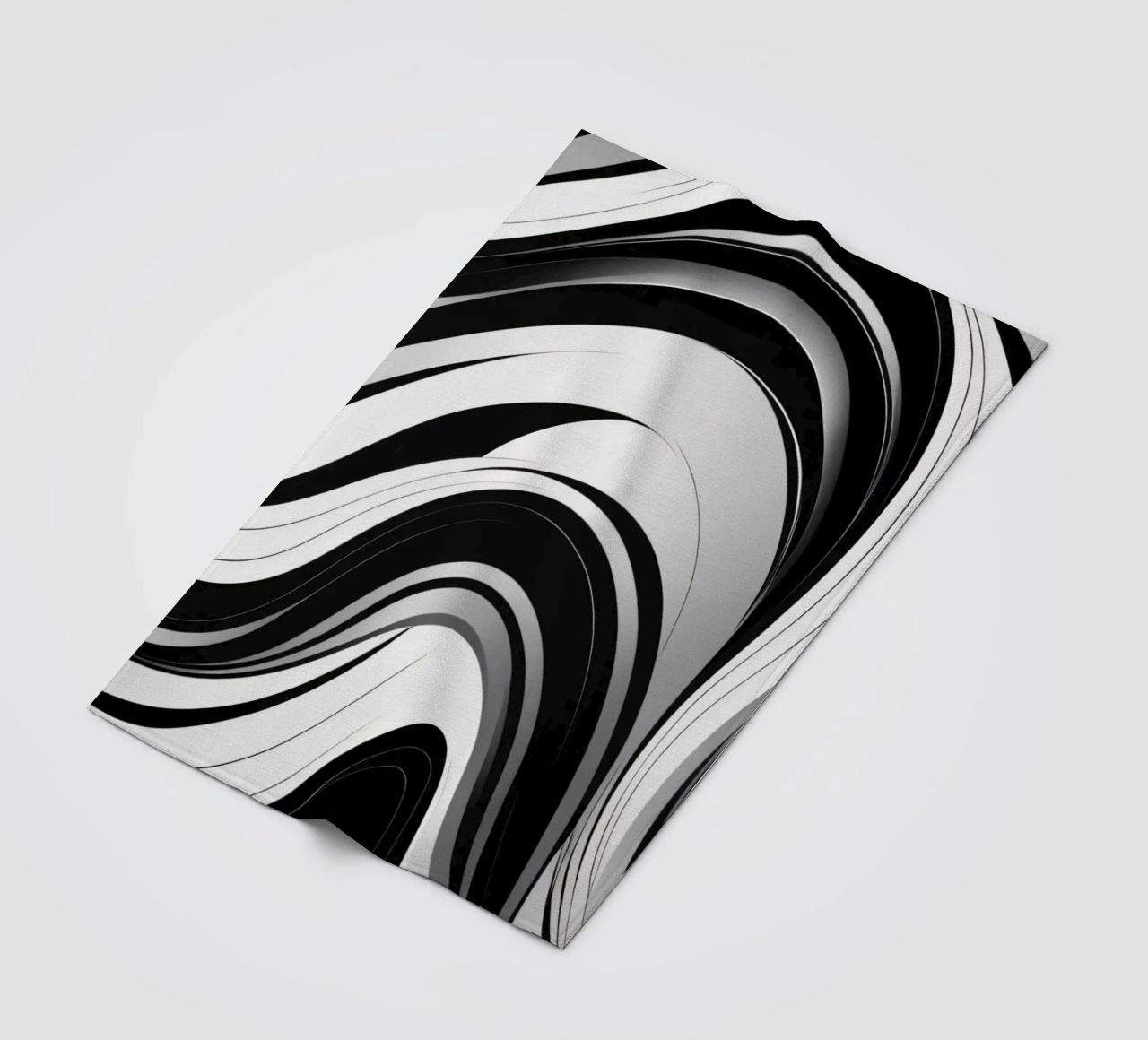 Vorticoso disegno astratto in bianco e nero con linee dinamiche coperta in pile da DesignDoodle