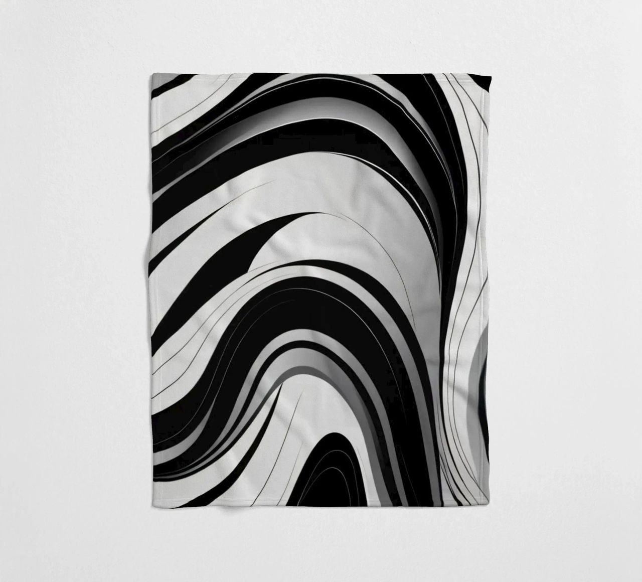 Vorticoso disegno astratto in bianco e nero con linee dinamiche coperta in pile da DesignDoodle