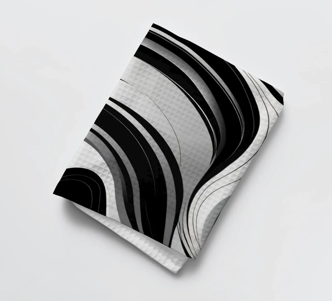 Dessin abstrait tourbillonnant en noir et blanc avec des lignes dynamiques torchon de DesignDoodle