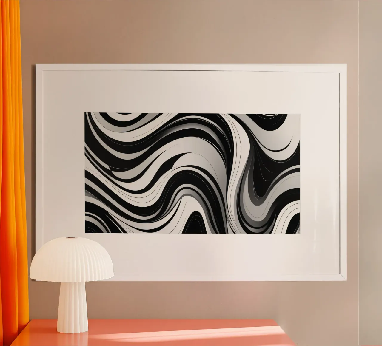 Swirling black and white abstract design with dynamic lines hahnemühle by DesignDoodle