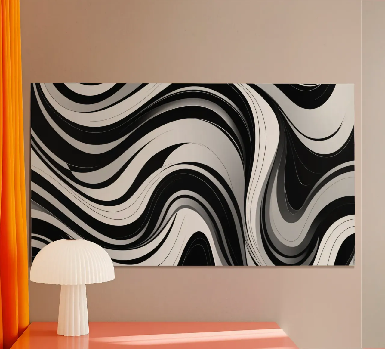 Wirbelndes schwarz-weißes abstraktes Design mit dynamischen Linien Hahnemühle von DesignDoodle
