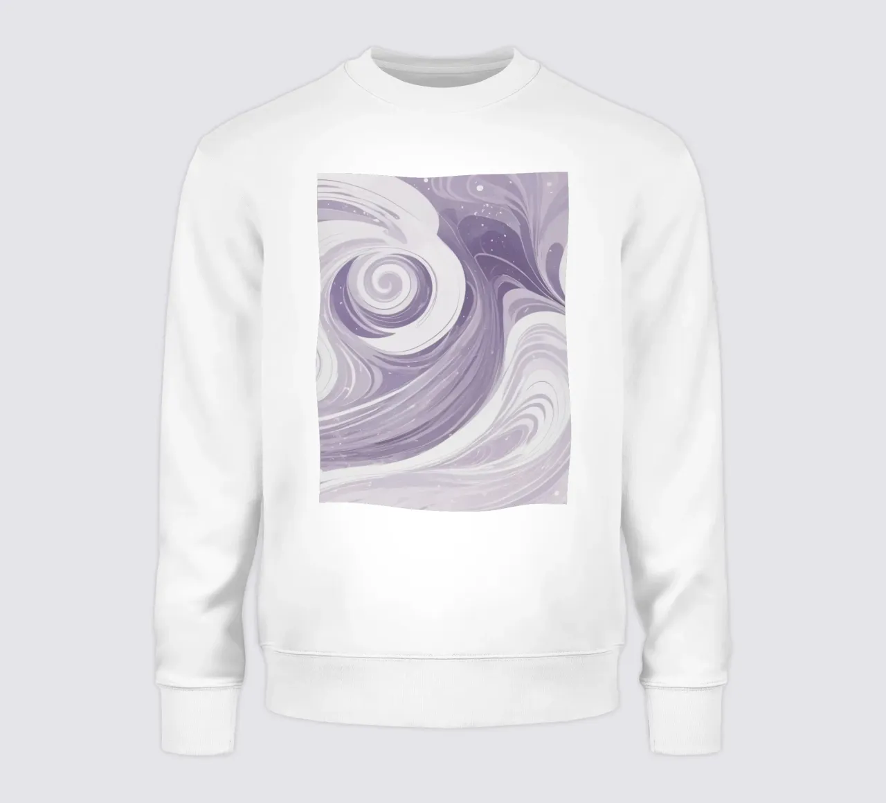 Swirling patterns in shades of purple create a calming room sweatshirt by DesignDoodle