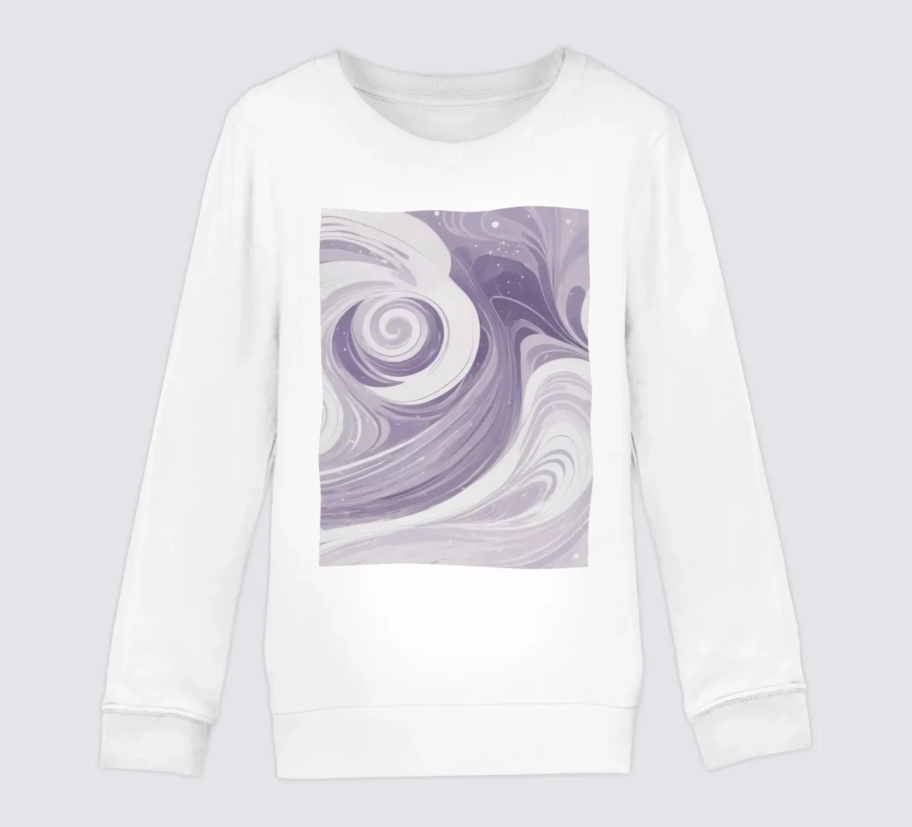 Swirling patterns in shades of purple create a calming room kids sweatshirt by DesignDoodle
