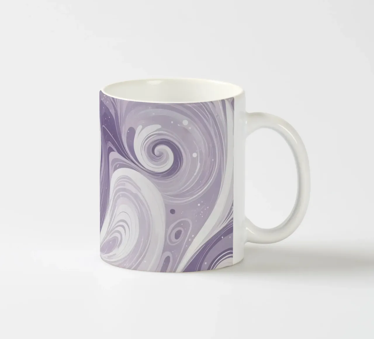 Swirling patterns in shades of purple create a calming room ceramic mug by DesignDoodle