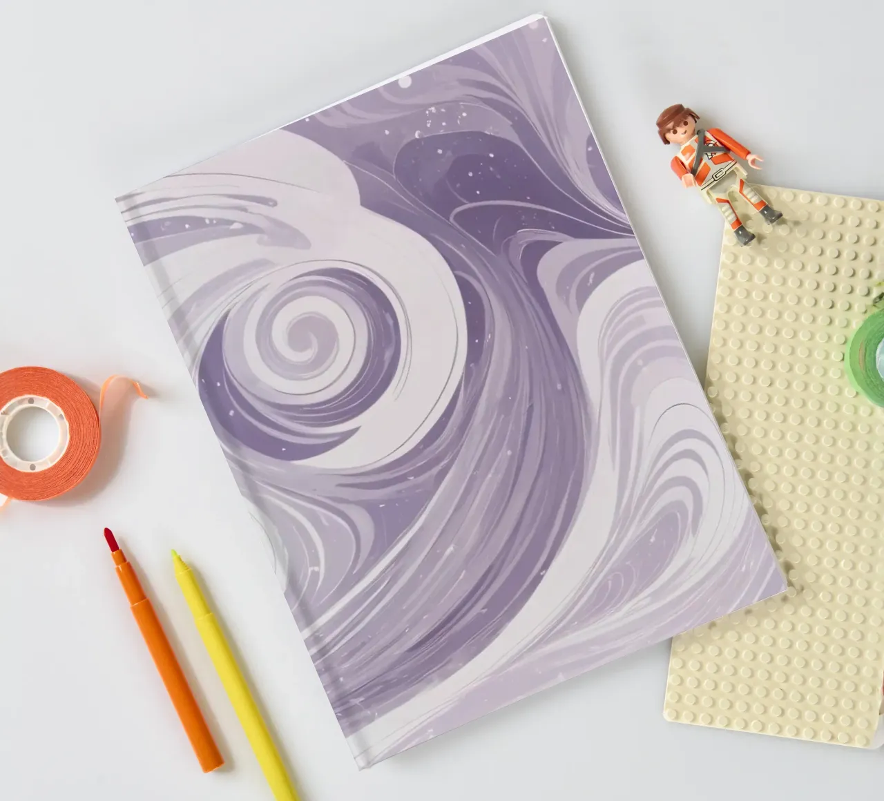 Swirling patterns in shades of purple create a calming room notebook by DesignDoodle