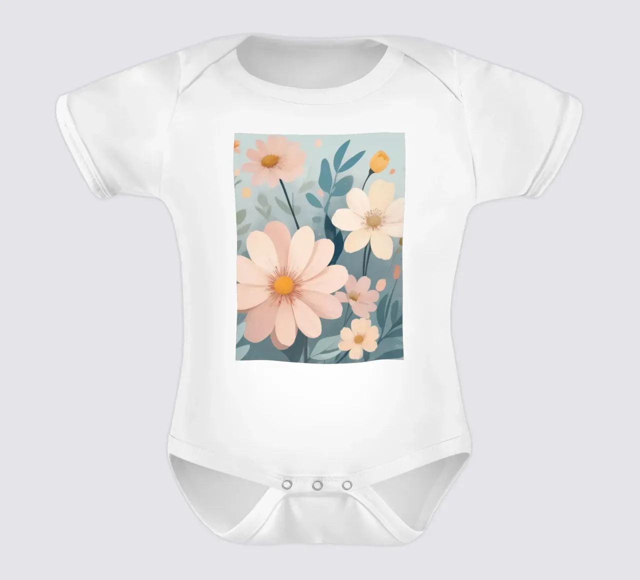 Illustrazione floreale colorata con vari fiori body neonato maniche corte da DesignDoodle
