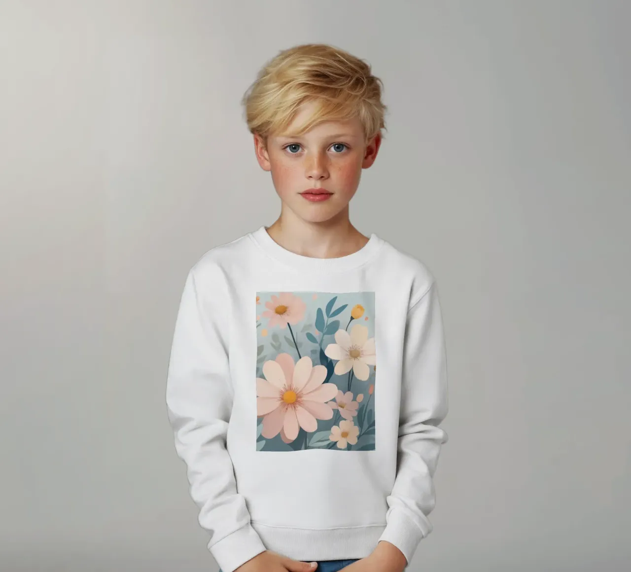 Illustrazione floreale colorata con vari fiori felpa bambino da DesignDoodle