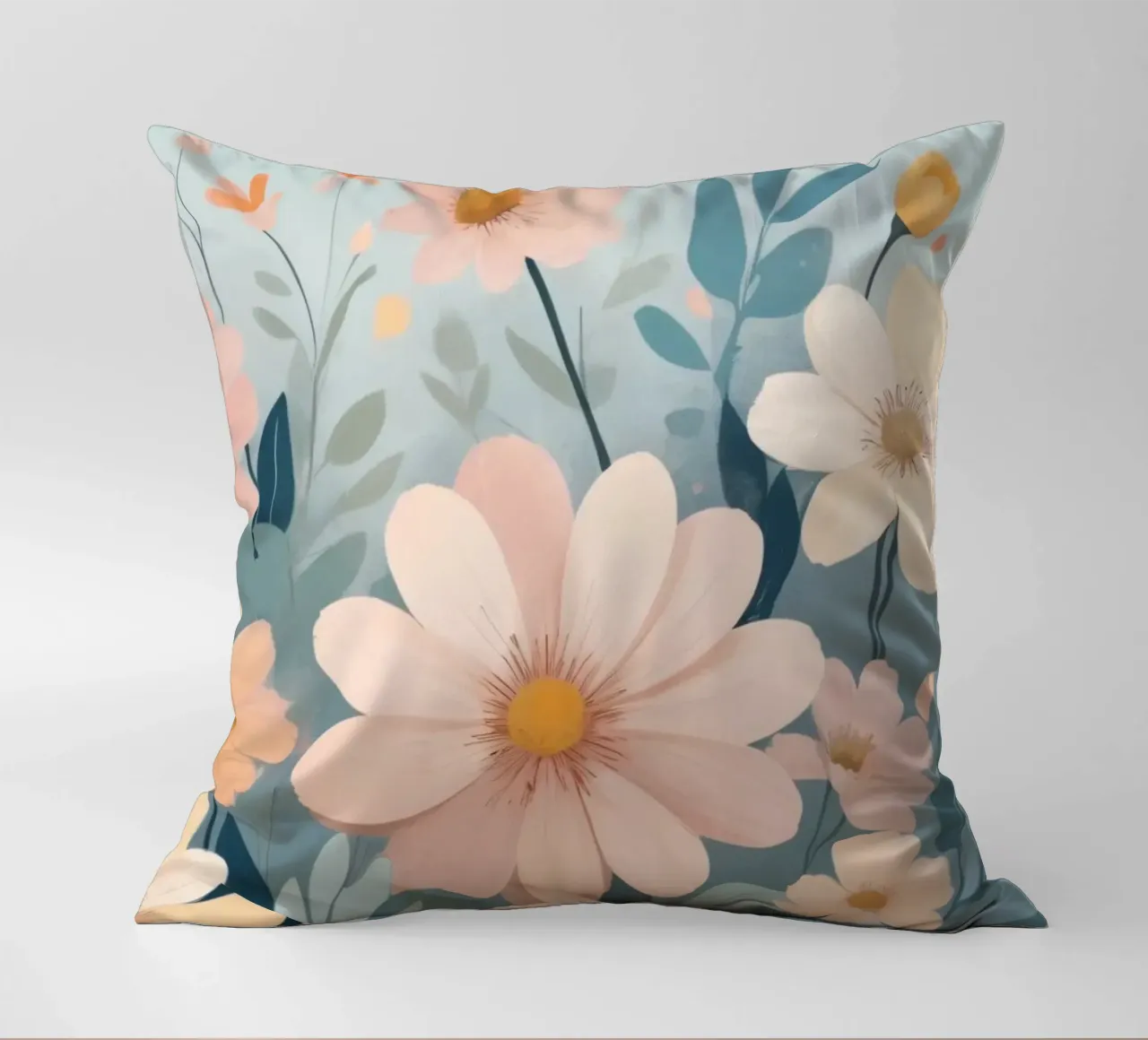 Illustrazione floreale colorata con vari fiori cuscino da DesignDoodle