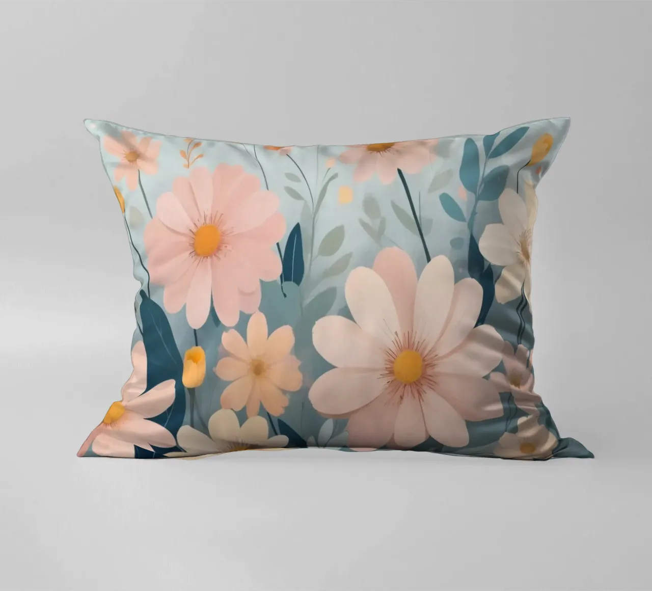 Illustrazione floreale colorata con vari fiori cuscino da DesignDoodle