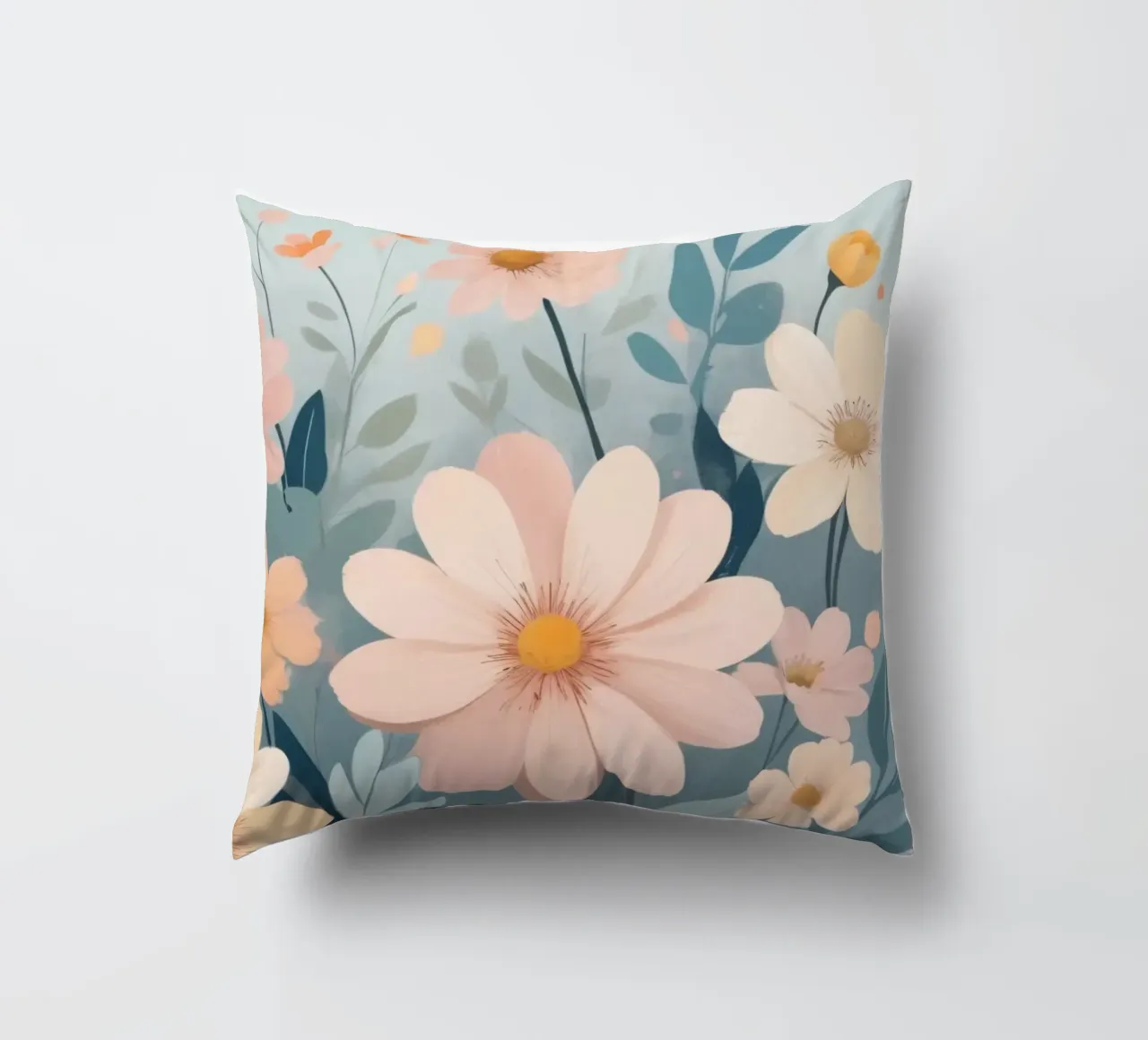 Illustrazione floreale colorata con vari fiori cuscino da DesignDoodle