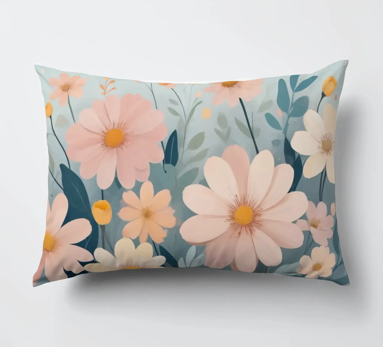 Illustrazione floreale colorata con vari fiori cuscino da DesignDoodle