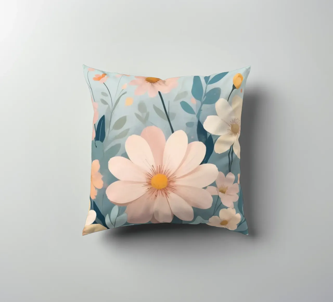 Illustrazione floreale colorata con vari fiori cuscino da DesignDoodle