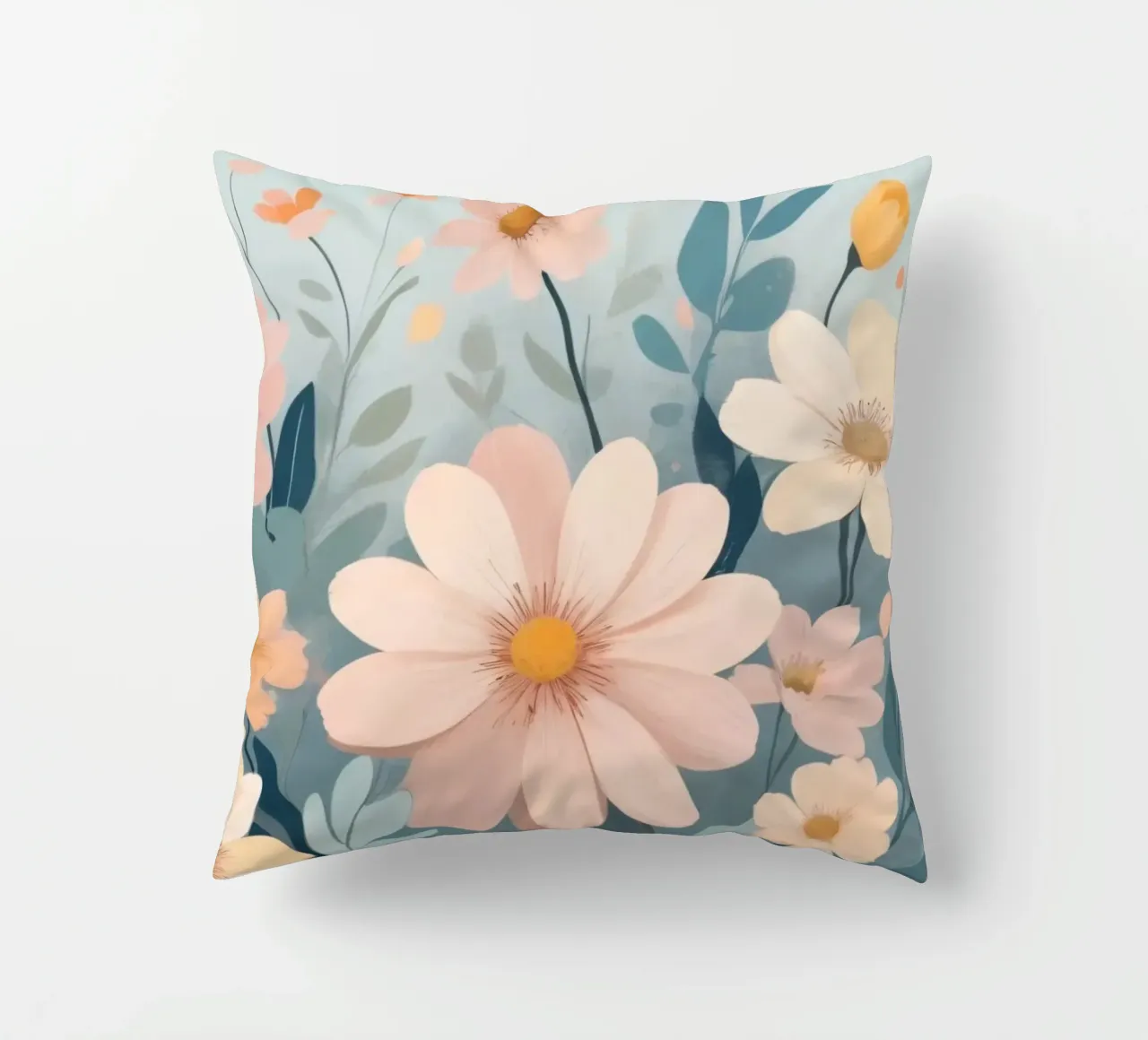 Illustrazione floreale colorata con vari fiori cuscino da DesignDoodle