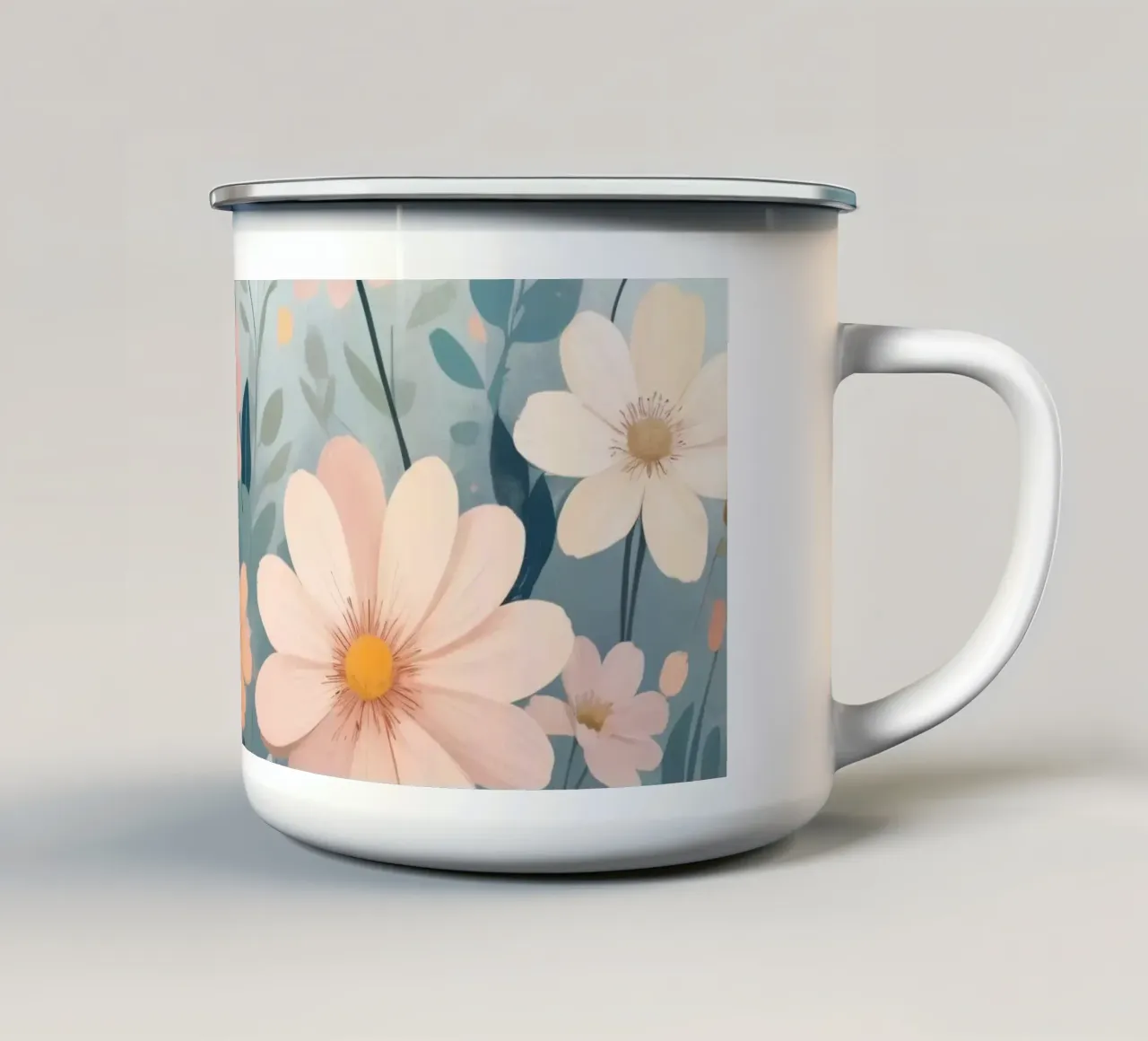 Illustrazione floreale colorata con vari fiori tazza in smalto da DesignDoodle