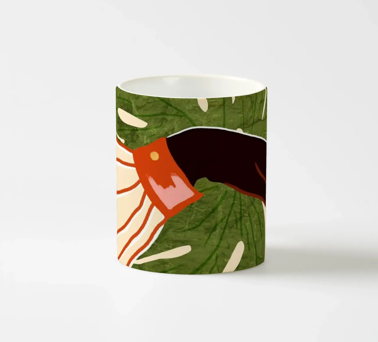 Groen canvas, rood accent keramische mok van Kintsugi99