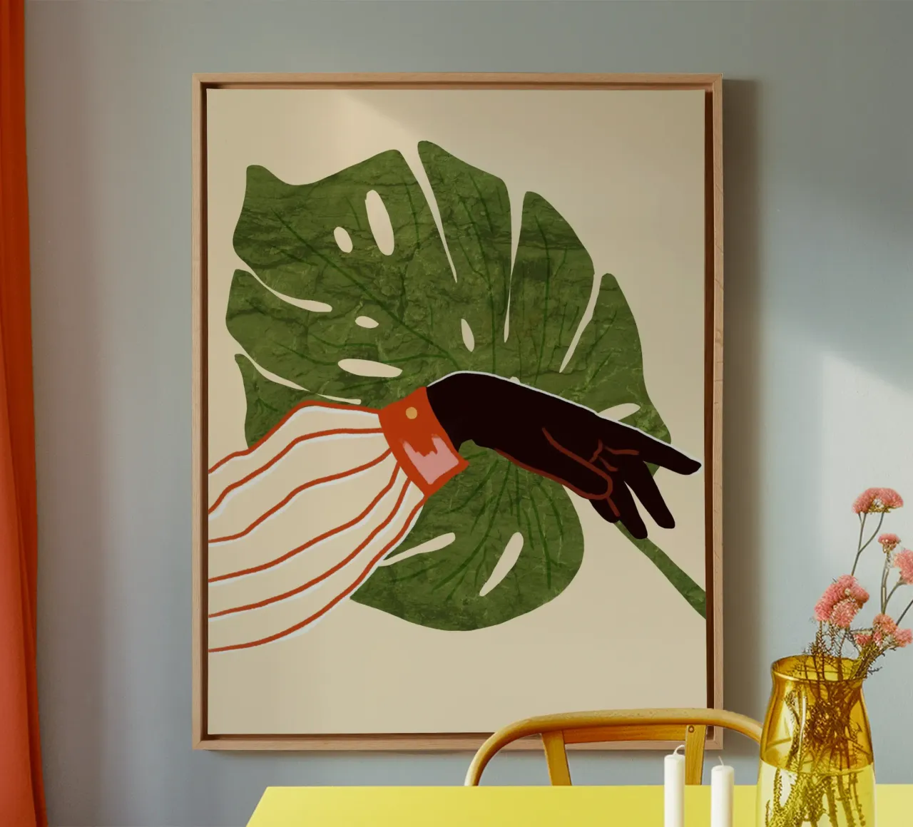 Groen canvas, rood accent canvas van Kintsugi99