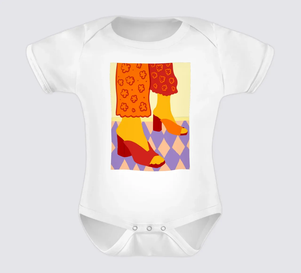 Dancing Across Checkered Dreams short-sleeve baby romper by Kintsugi99