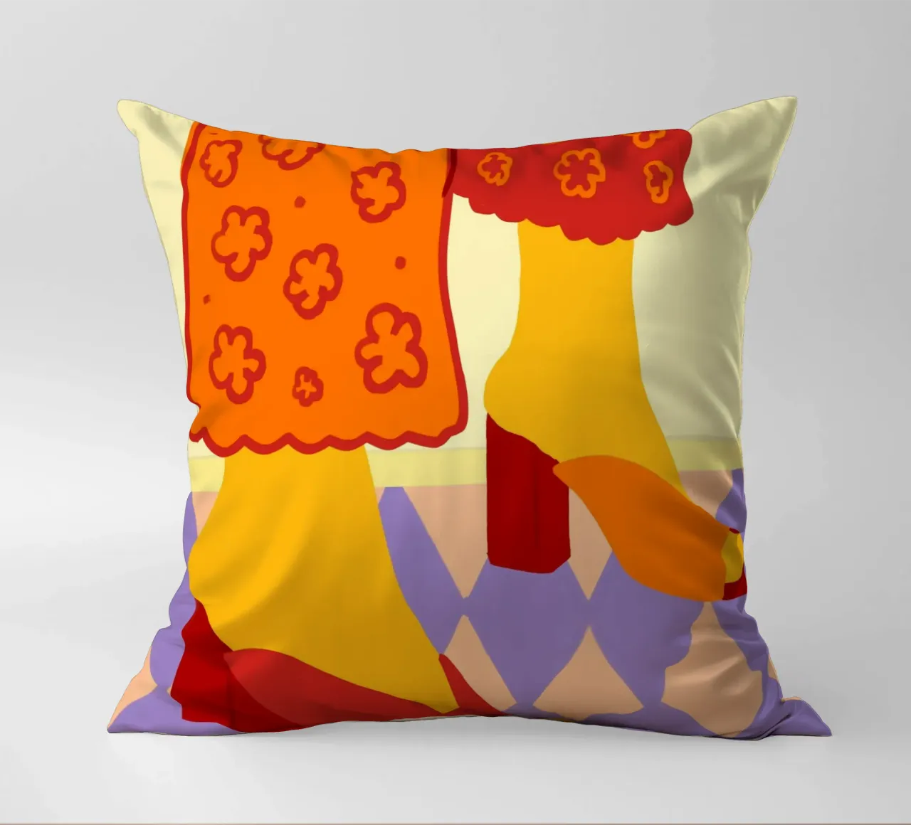 Dancing Across Checkered Dreams decorative cushion by Kintsugi99