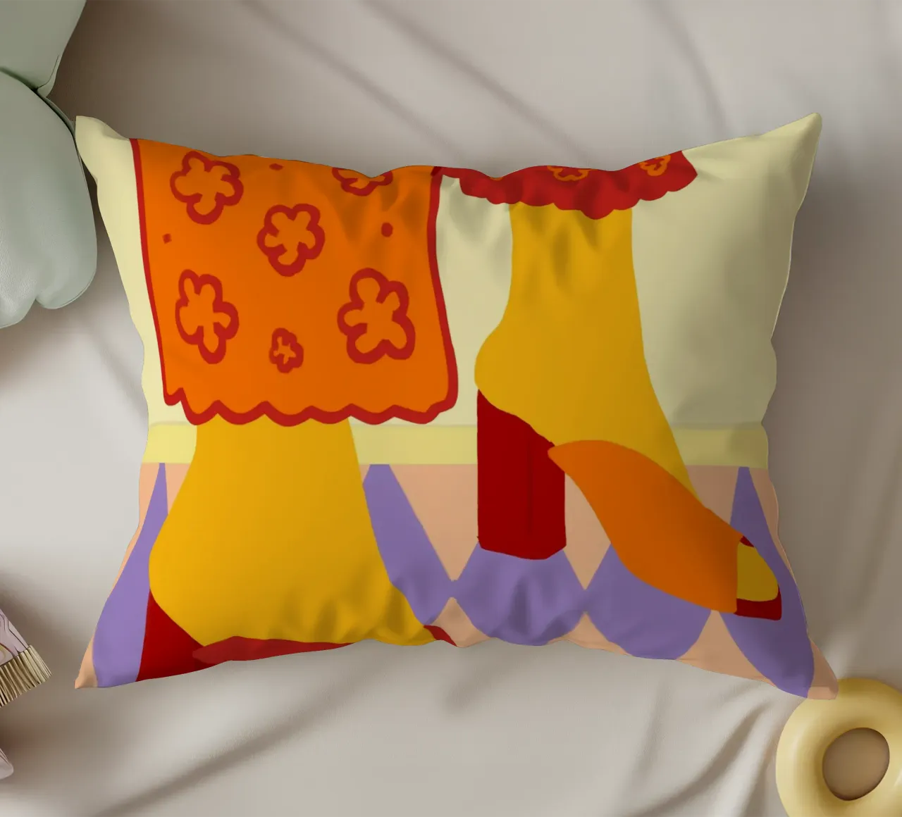 Dancing Across Checkered Dreams decorative cushion by Kintsugi99