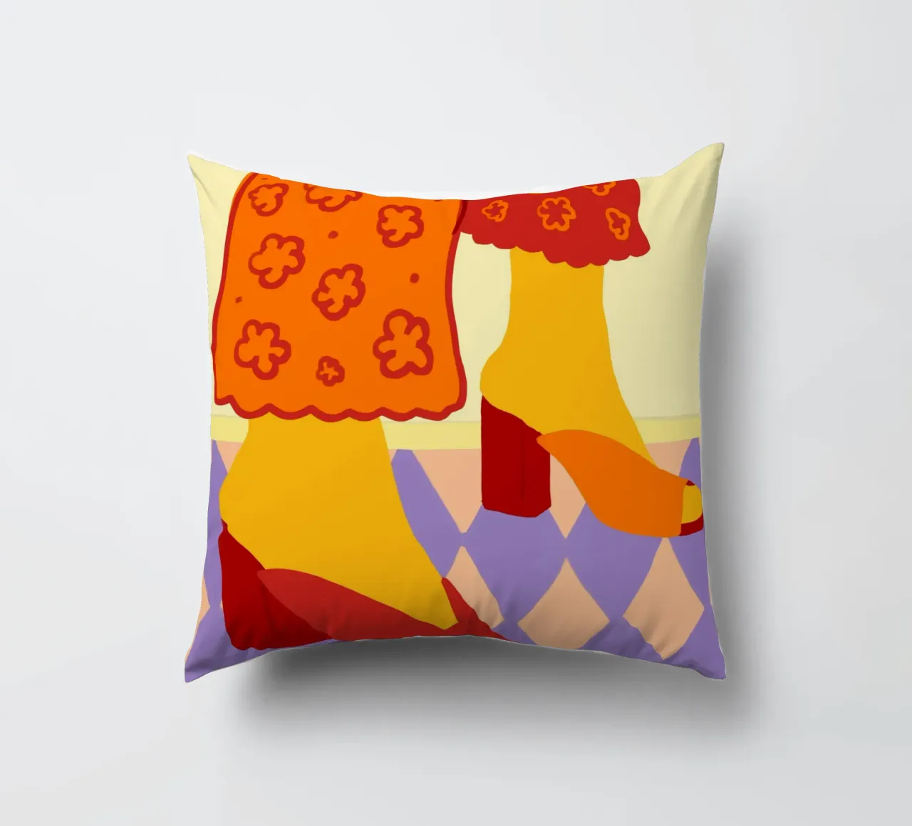 Dancing Across Checkered Dreams decorative cushion by Kintsugi99