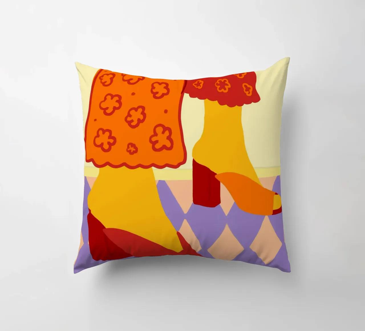 Dancing Across Checkered Dreams decorative cushion by Kintsugi99