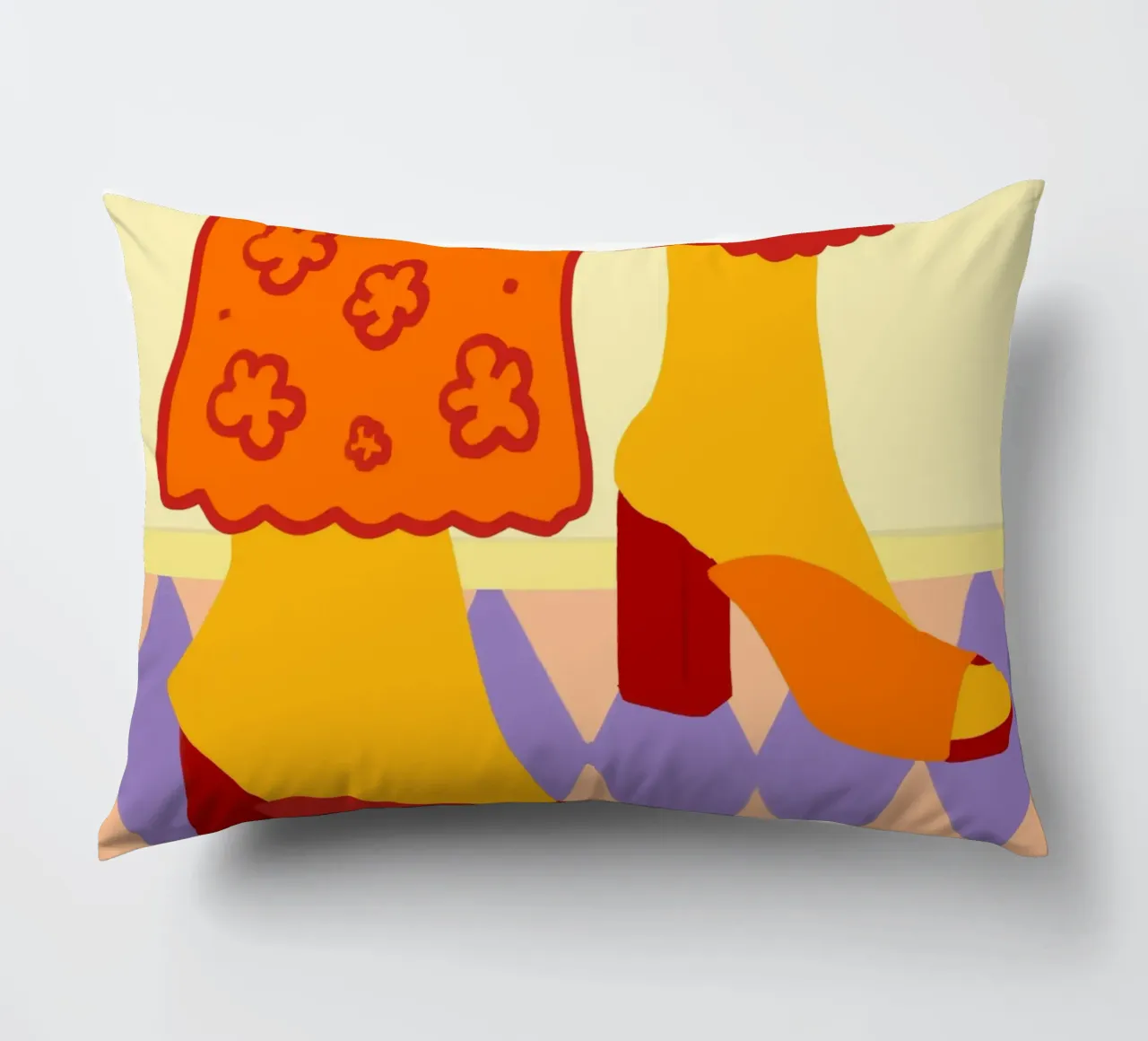 Dancing Across Checkered Dreams decorative cushion by Kintsugi99