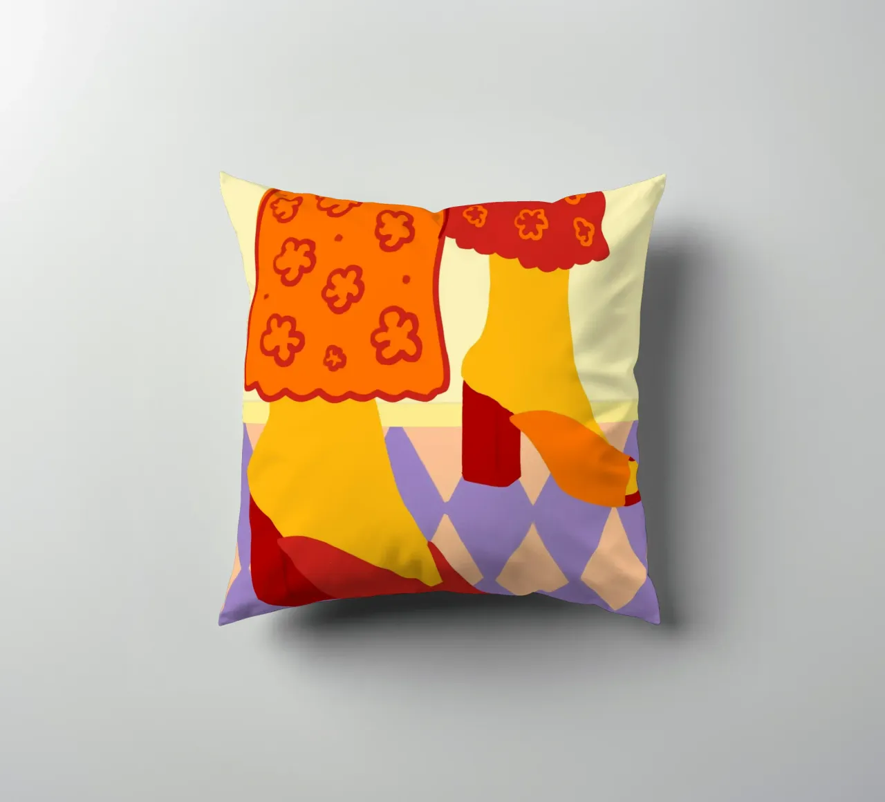 Dancing Across Checkered Dreams decorative cushion by Kintsugi99