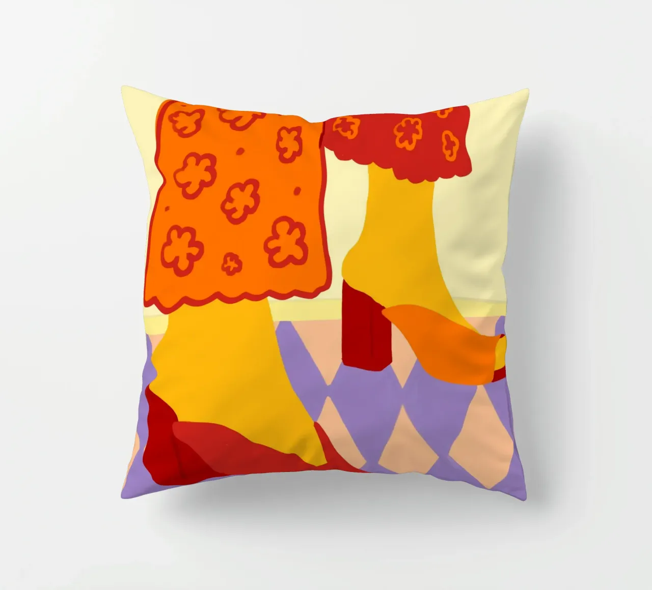Dancing Across Checkered Dreams decorative cushion by Kintsugi99