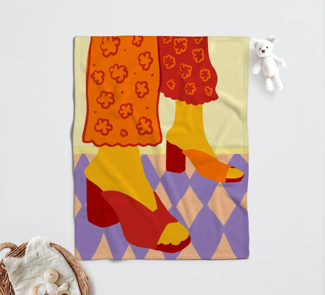 Dancing Across Checkered Dreams fleece blanket by Kintsugi99