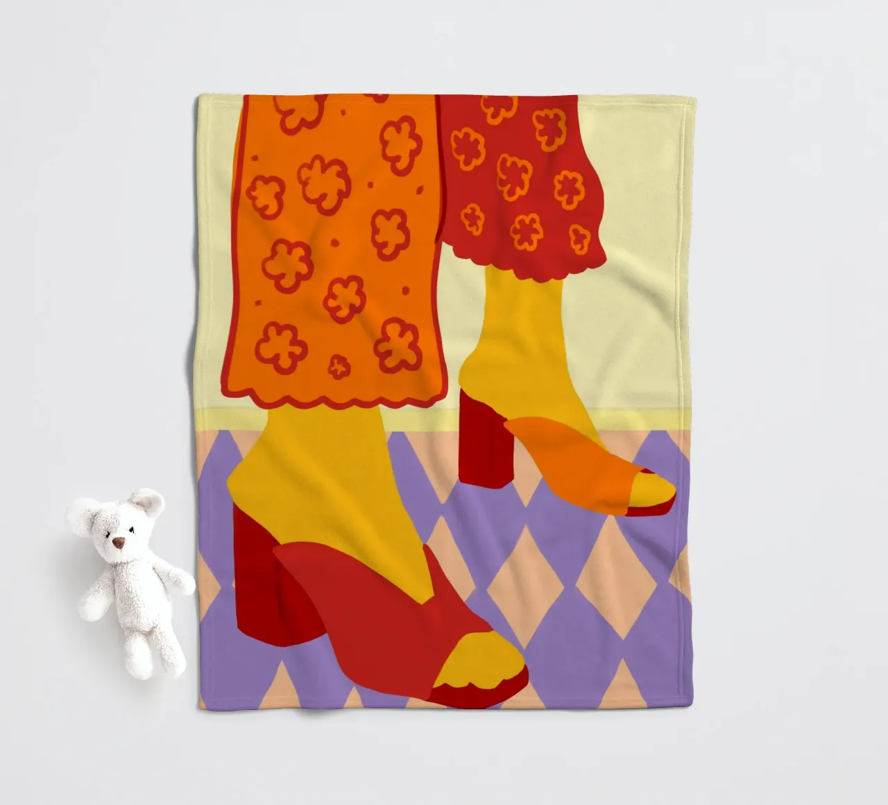 Dancing Across Checkered Dreams fleece blanket by Kintsugi99