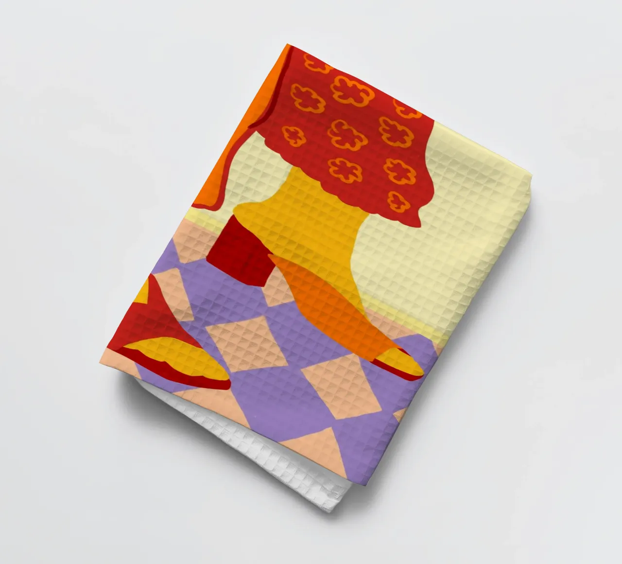 Dancing Across Checkered Dreams tea towel by Kintsugi99