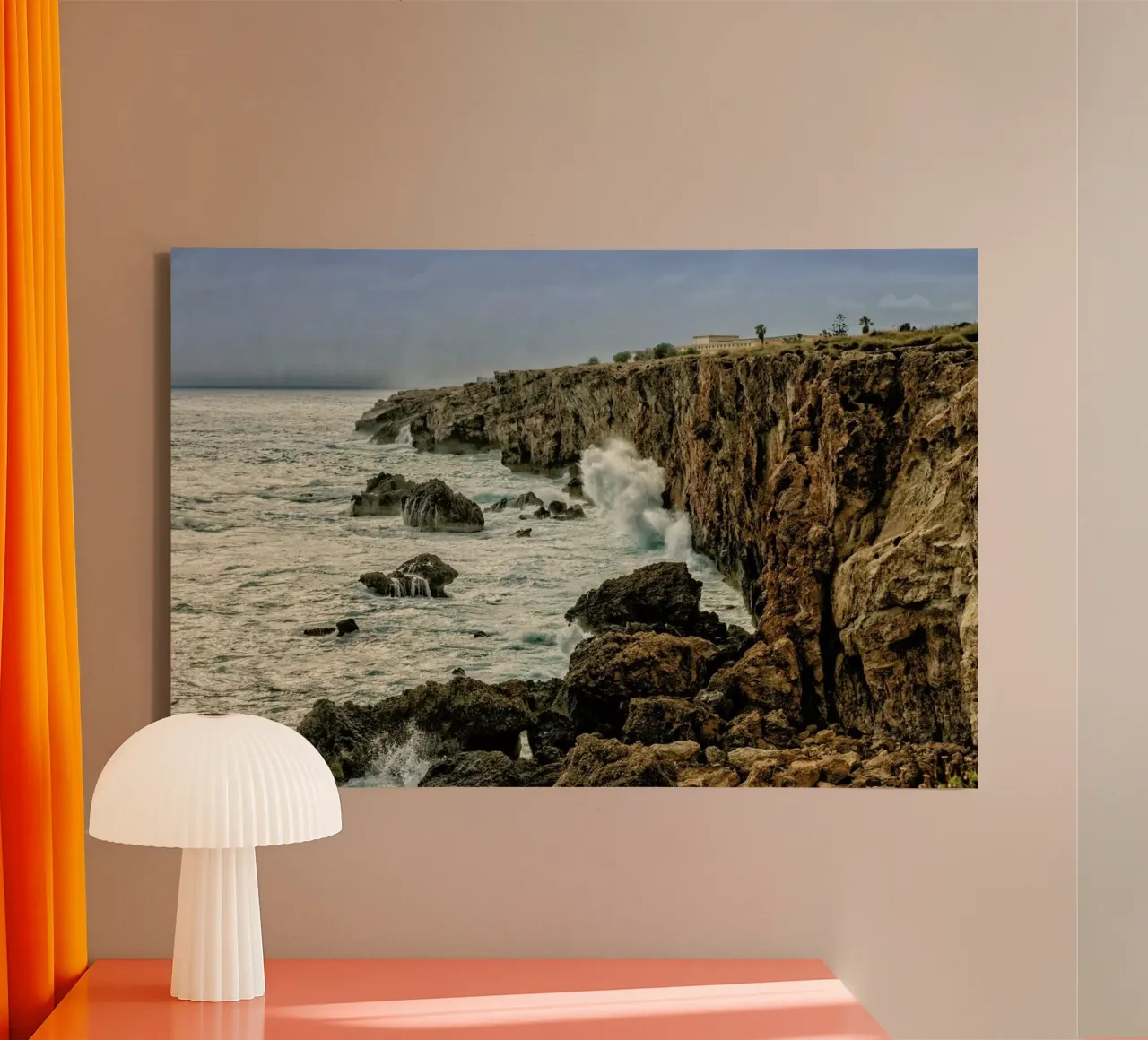 Magical Malta Stormy Cliffs tela con Cornice a cassetta da Curious Collections by Marielle Leenders