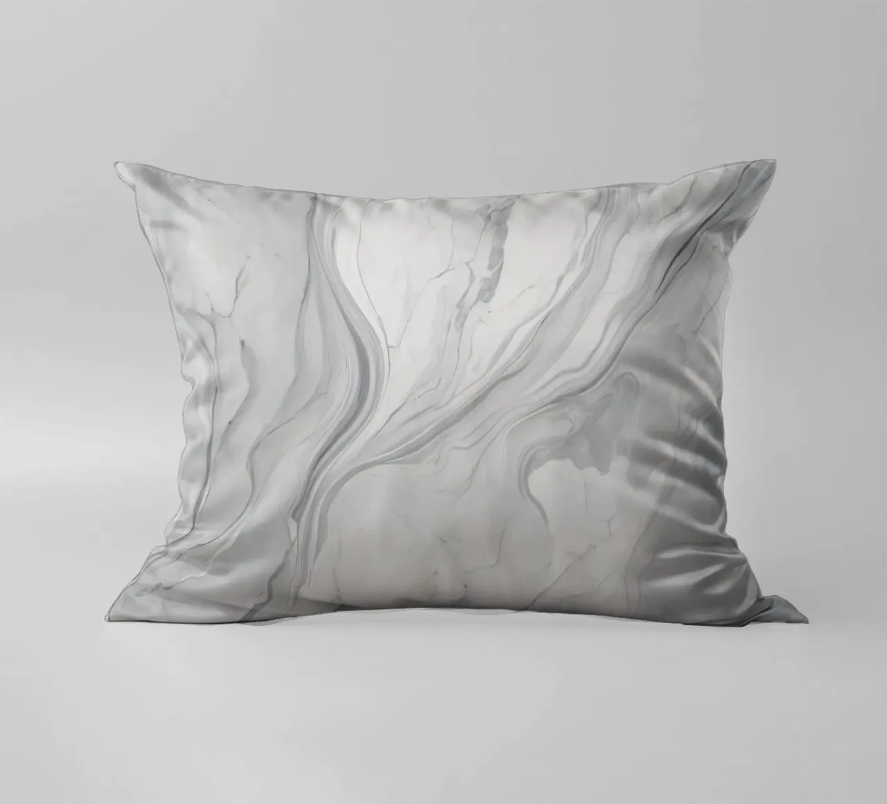 Elegant gray marble texture with swirling patterns and light decorative cushion by DesignDoodle