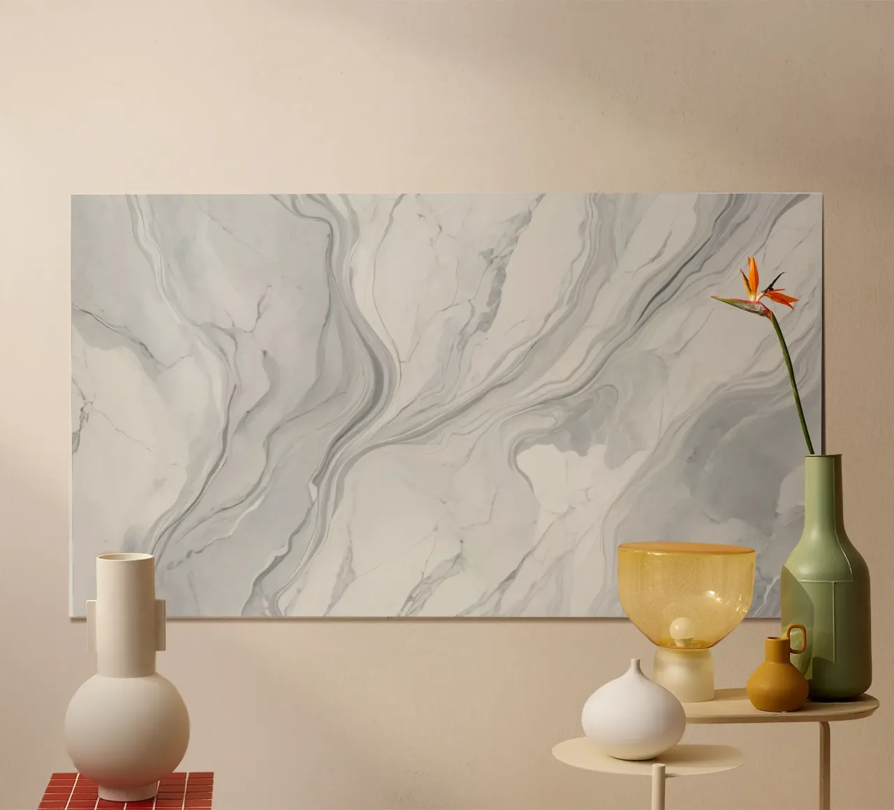 Elegante texture di marmo grigio con motivi vorticosi e luce poster da DesignDoodle