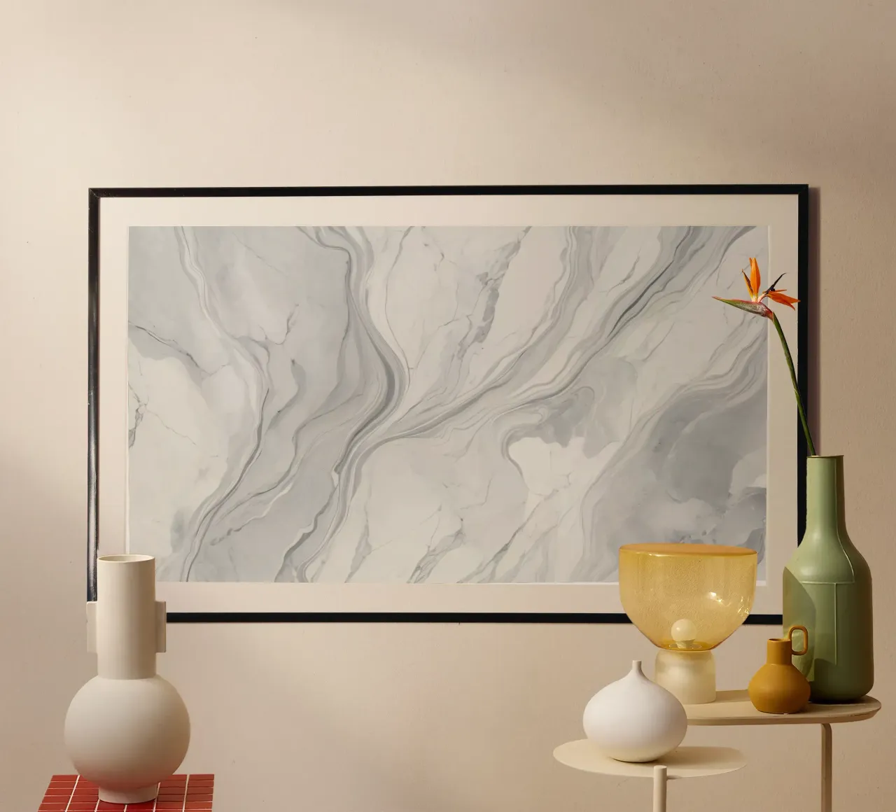 Elegante texture di marmo grigio con motivi vorticosi e luce poster da DesignDoodle