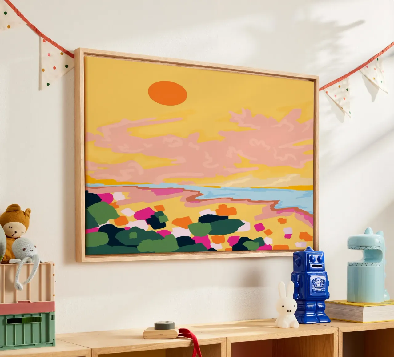 L'abbraccio del sole tela con Cornice a cassetta da Kintsugi99